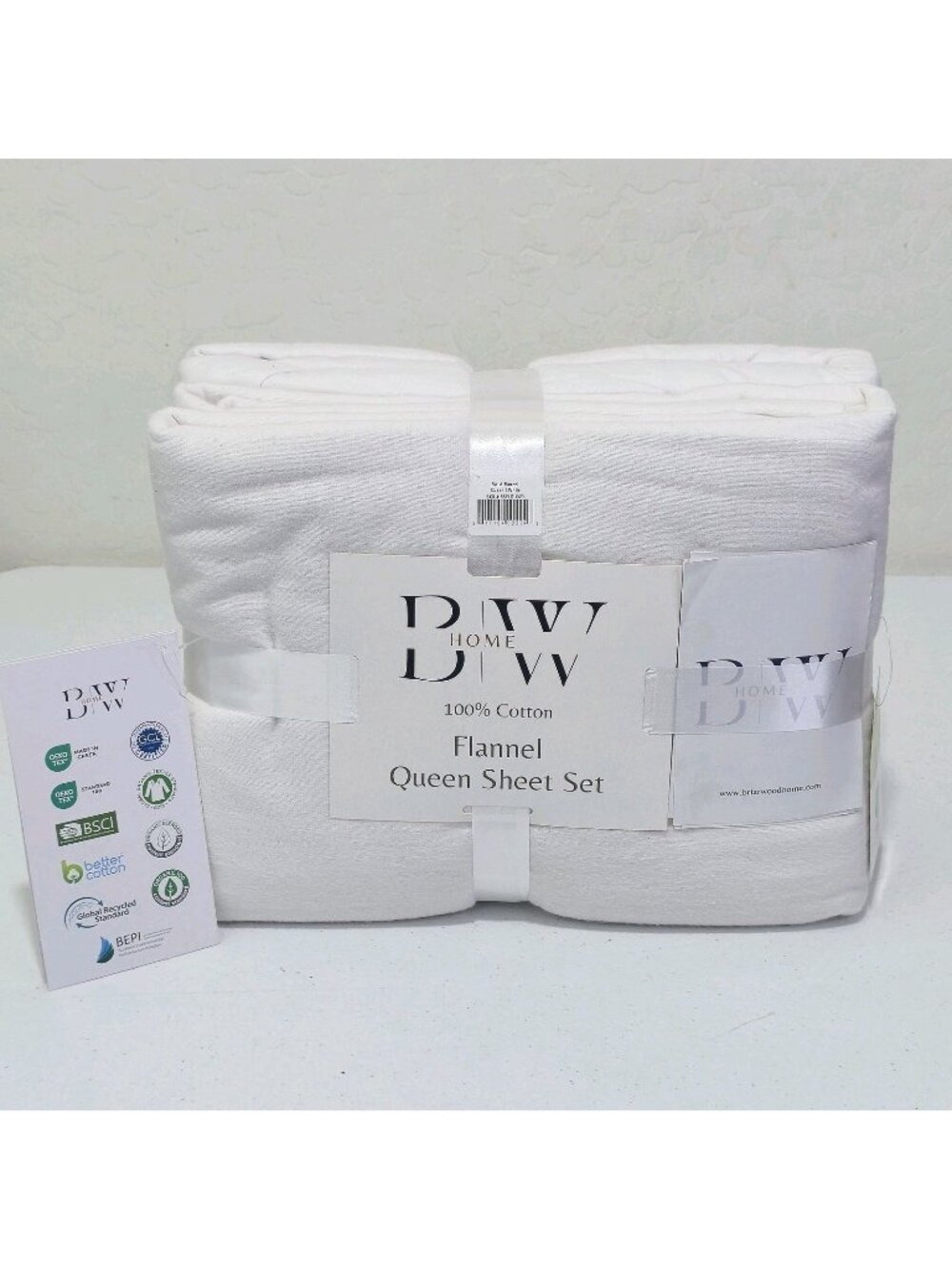 Briarwoodhome 100% Cotton Flannel Queen Sheet Set White with Nano Tech White...